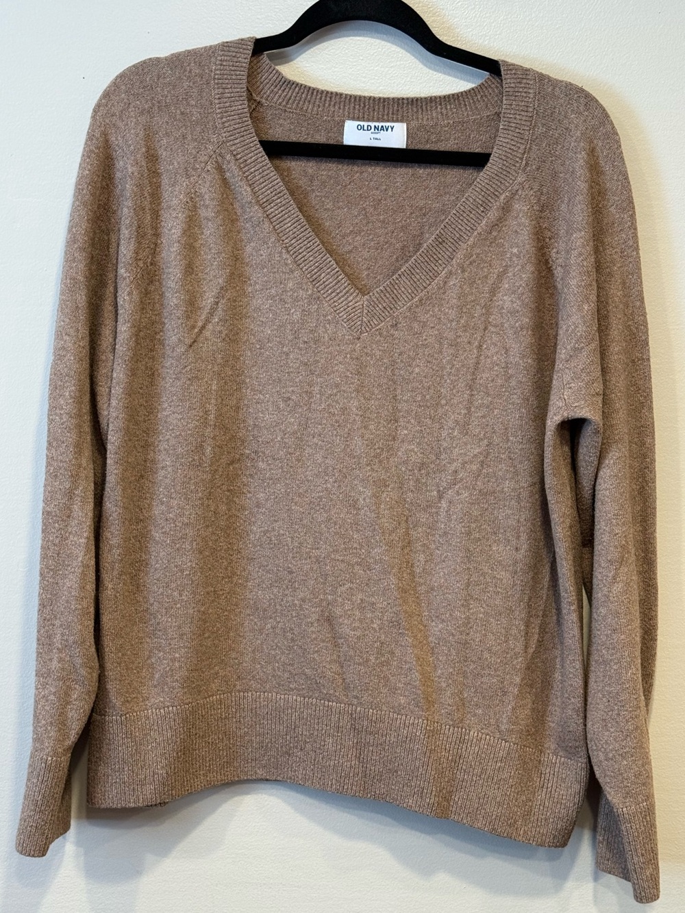 Old Navy Women's SoSoft Relaxed V-Neck Sweater Driftwood Heather Size Large Tall